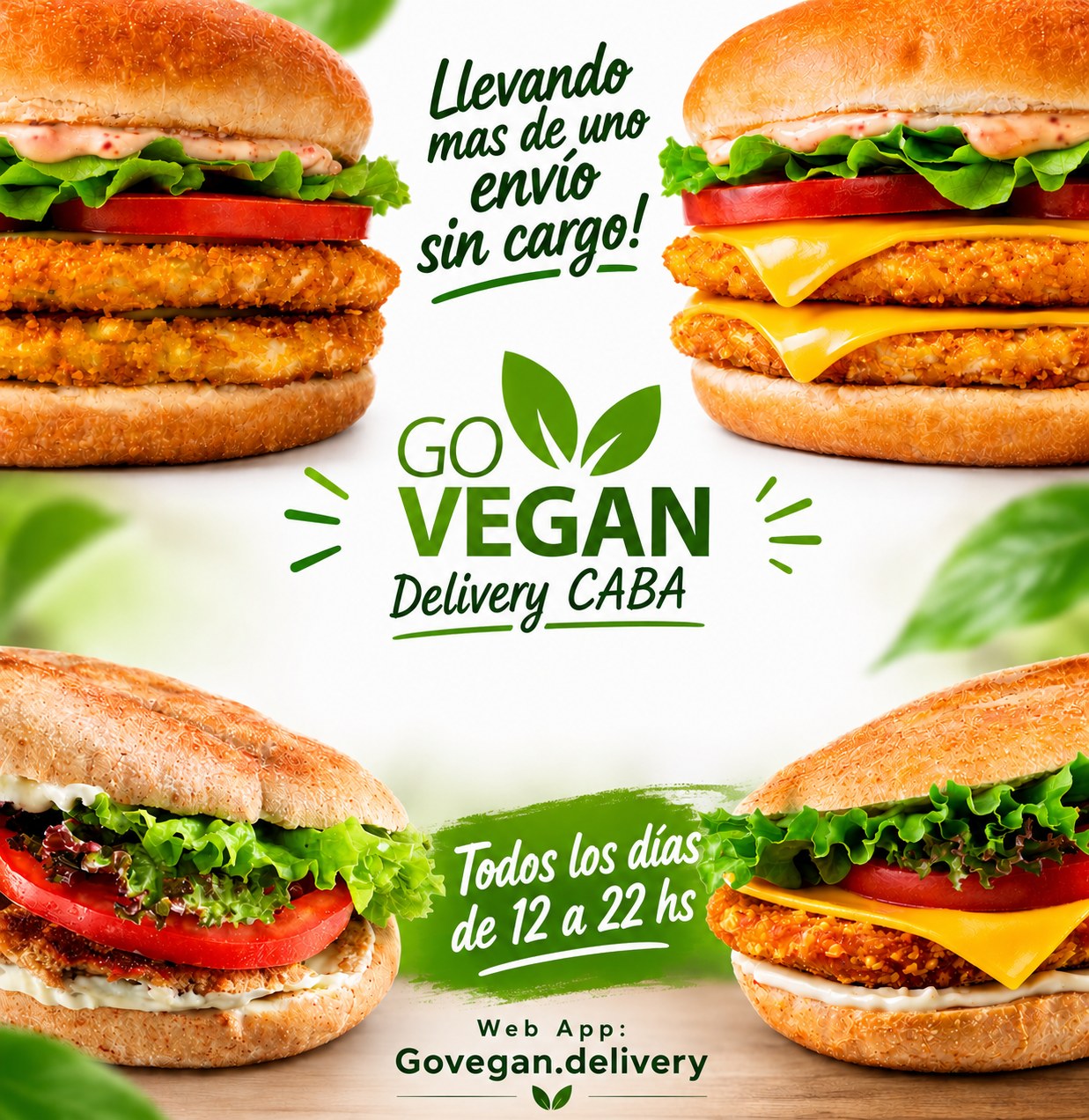 Go Vegan Delivery CABA: sándwiches y hamburguesas de milanesa veganas